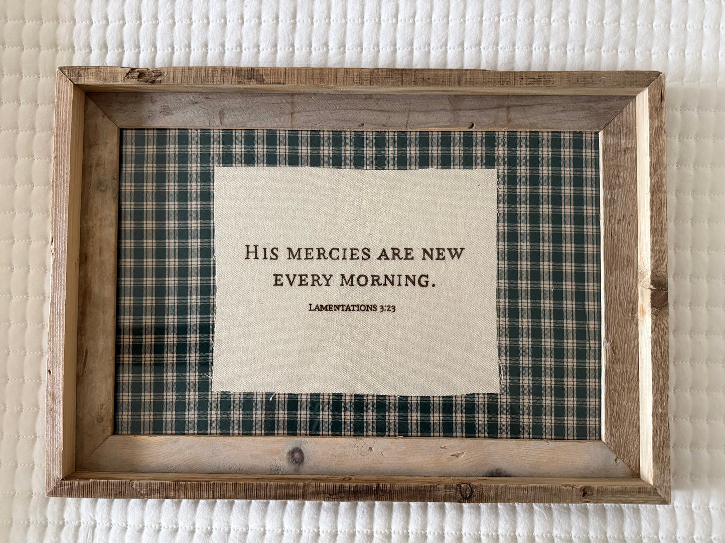 His Mercies Are New | Hand-Burned Canvas Wall Art