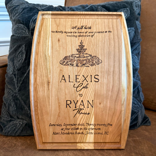 Alexis and Ryan wedding invitation board 