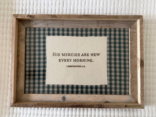 His Mercies Are New | Hand-Burned Canvas Wall Art