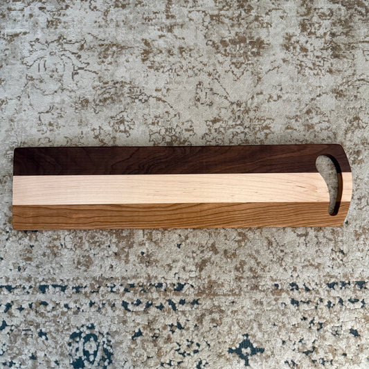 Handcrafted Walnut, Maple & Cherry Charcuterie Board – 23.5