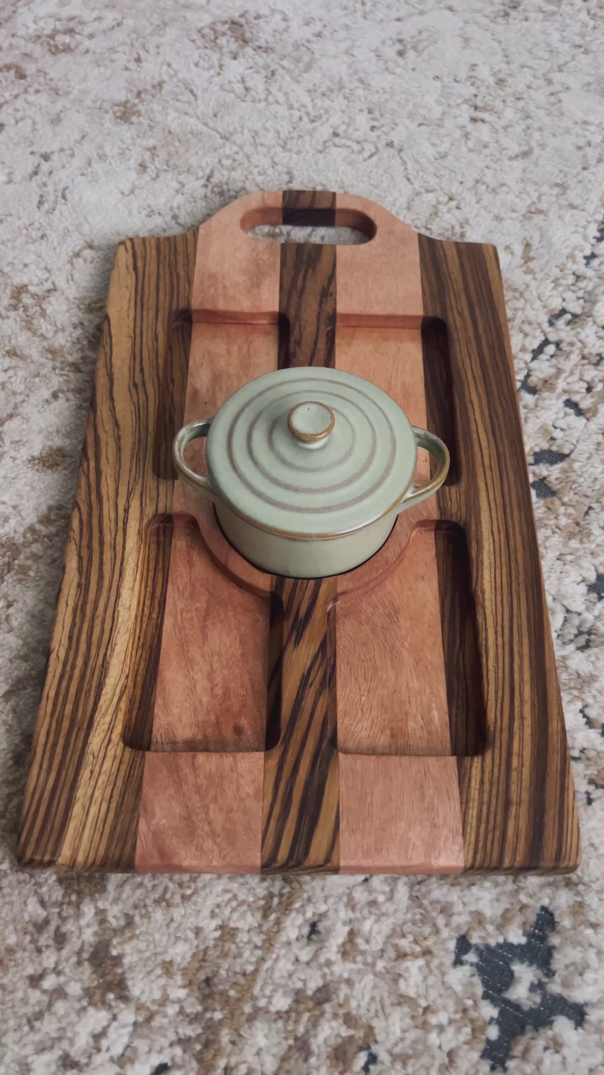 Zebrawood & Okoume Woven Board with Mini Pot 2
