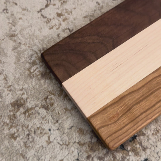 Handcrafted Walnut, Maple & Cherry Charcuterie Board – 23.5